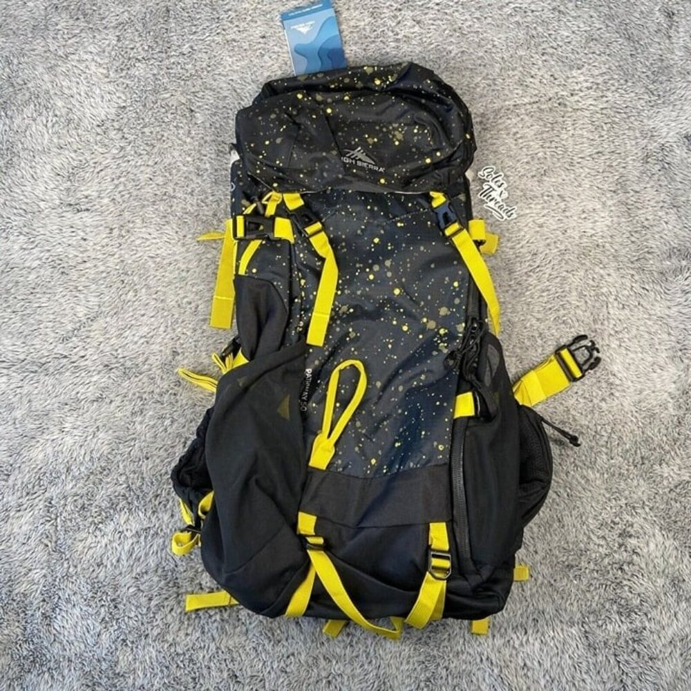 High Sierra Pathway Youth Frame Backpacking Pack 50 Liter Black Yellow
